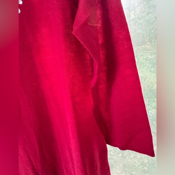 NWT IMAN Global Chic Red Touch of Cashmere tunic with jeweled scooped neck - Picture 7 of 10